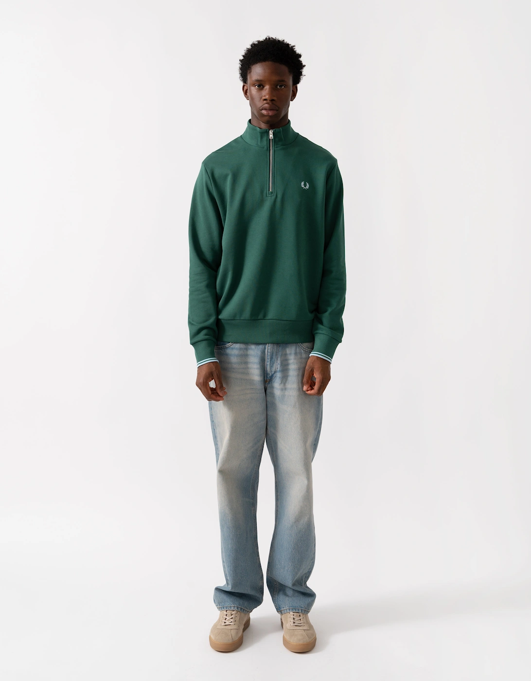Mens Half Zip Sweatshirt - Sport Green/Track Blue Z59