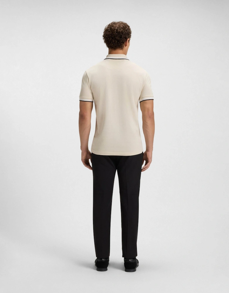 BOSS Green Paddy Mens Cotton-Piqué Polo Shirt with Contrast Logo - Open White 133