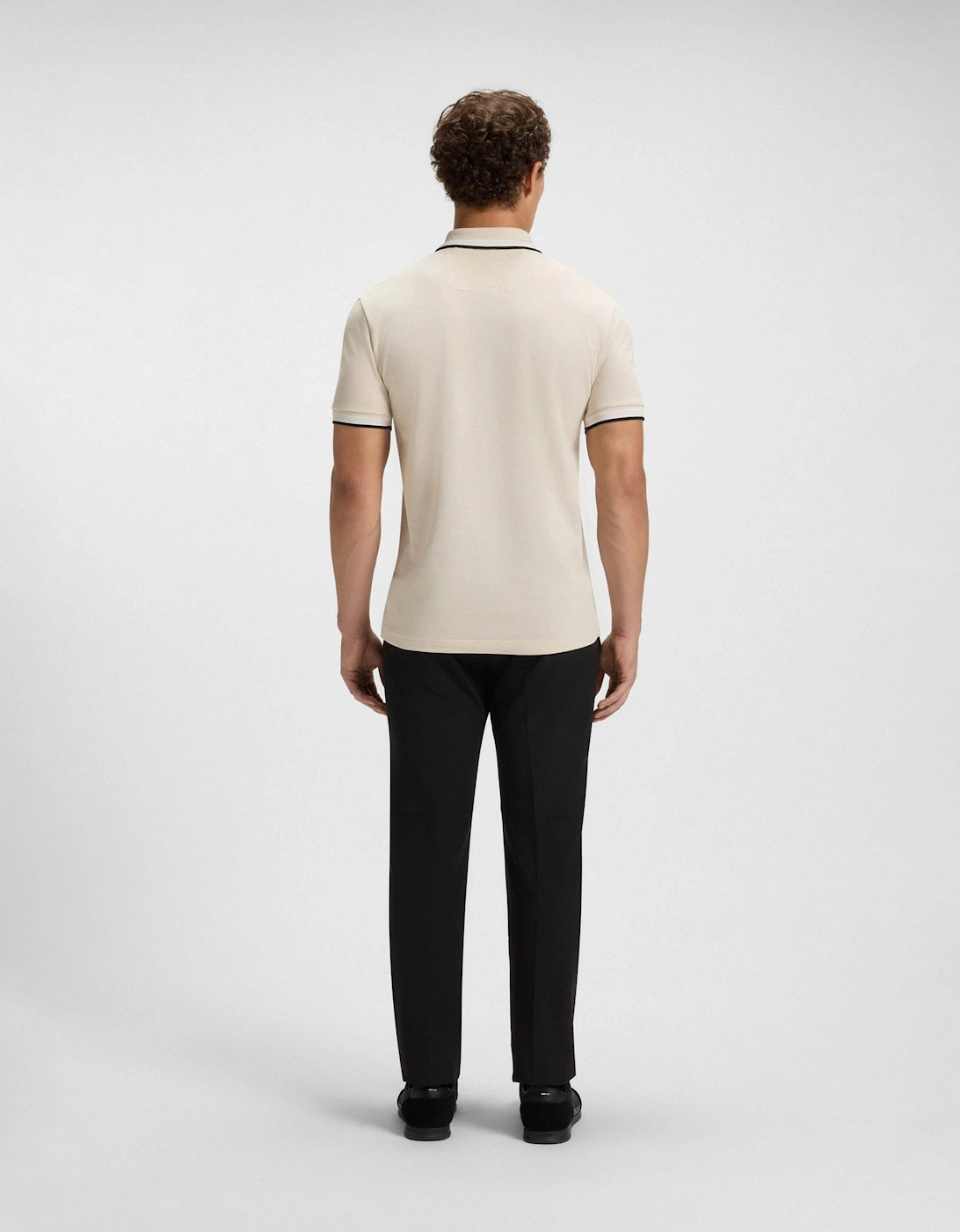 BOSS Green Paddy Mens Cotton-Piqué Polo Shirt with Contrast Logo - Open White 133