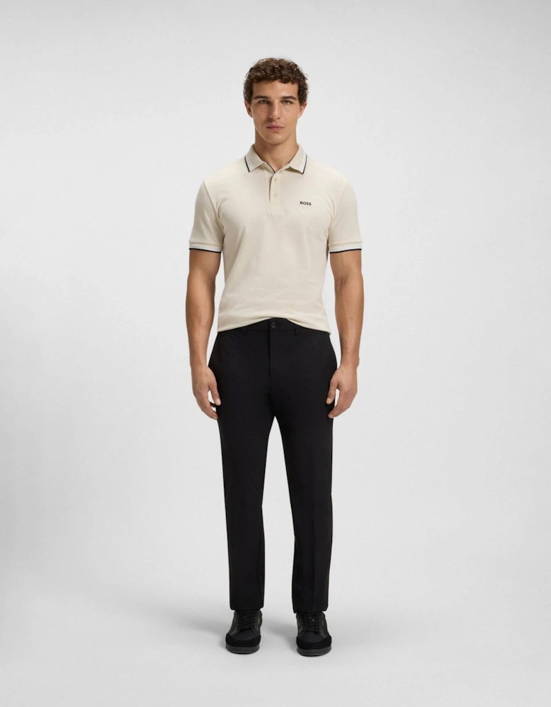 BOSS Green Paddy Mens Cotton-Piqué Polo Shirt with Contrast Logo - Open White 133