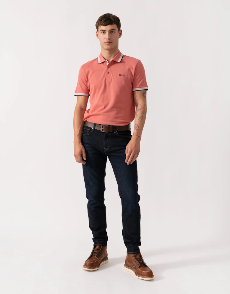 BOSS Green Paddy Mens Cotton-Piqué Polo Shirt with Contrast Logo - Medium Pink 667