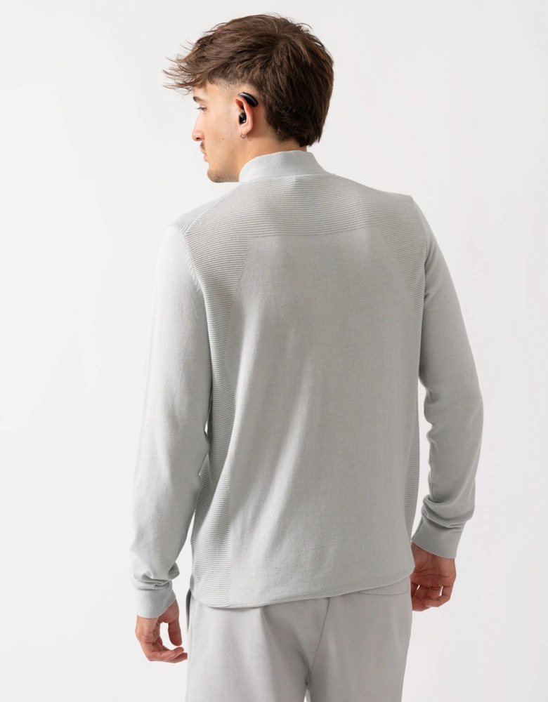 BOSS Green Momentum-Lite Mens 1/4 Zip Jumper - Light/Pastel Grey 054