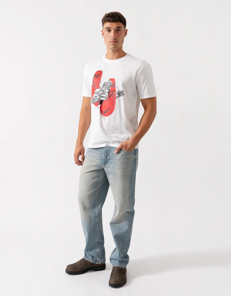 HUGO Diboxer Mens Graphic Print T-Shirt - White 100