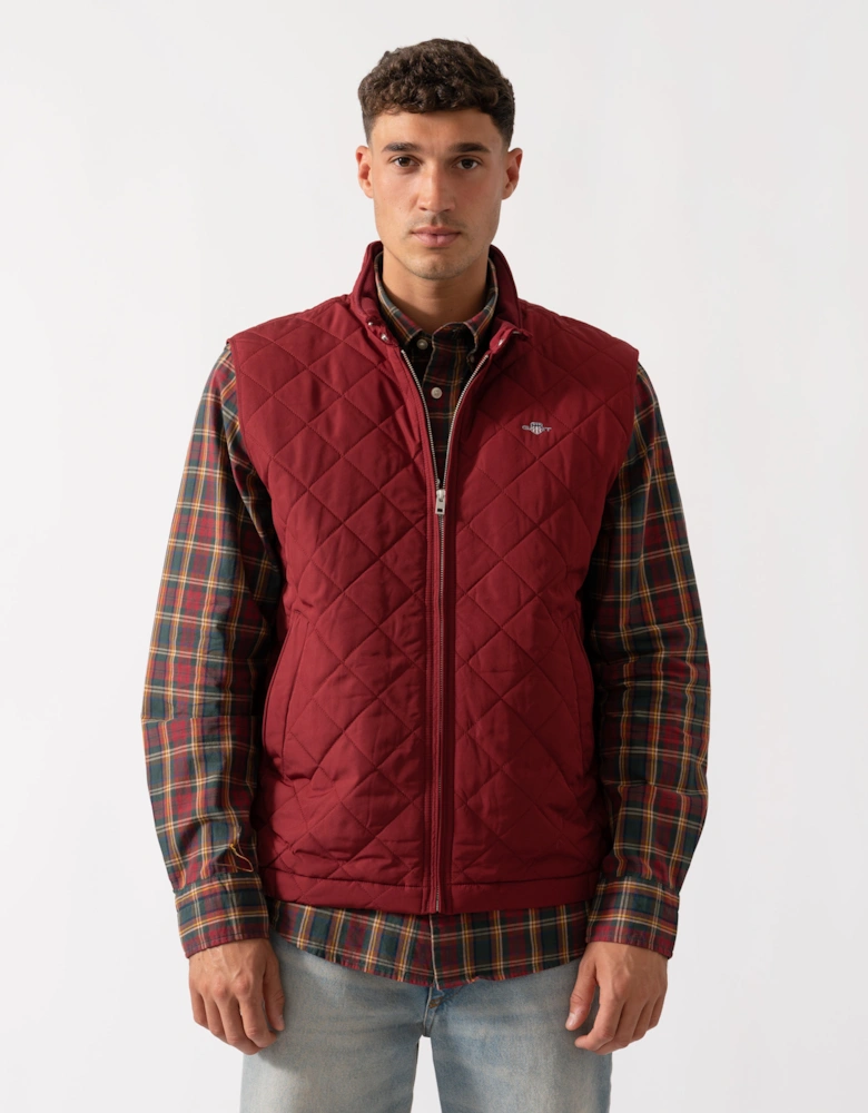 Mens Quilted Windcheater Vest - 604 Plumped Red