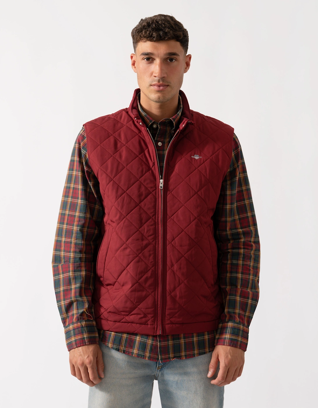 Mens Quilted Windcheater Vest - 604 Plumped Red