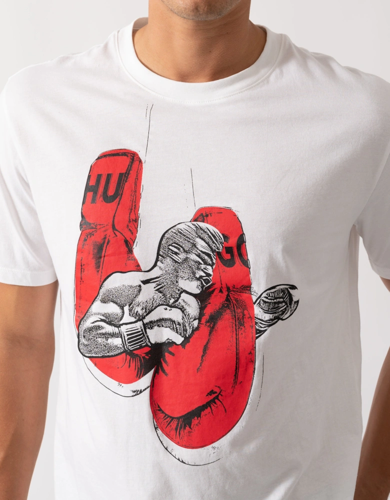 HUGO Diboxer Mens Graphic Print T-Shirt - White 100