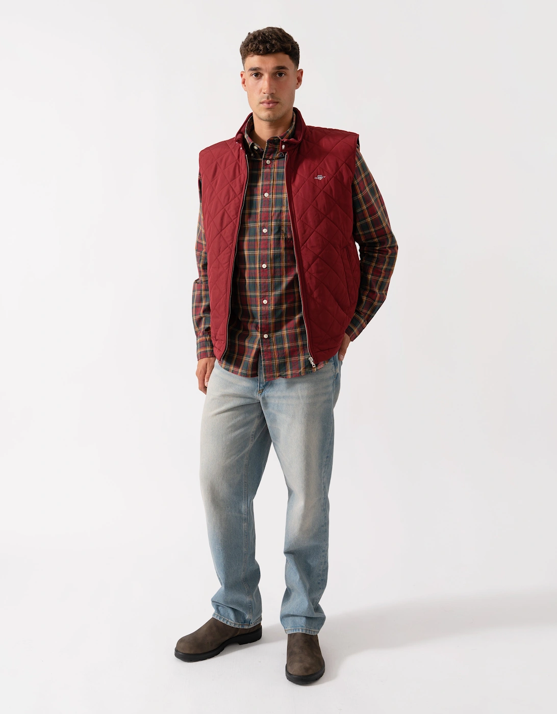 Mens Quilted Windcheater Vest - 604 Plumped Red