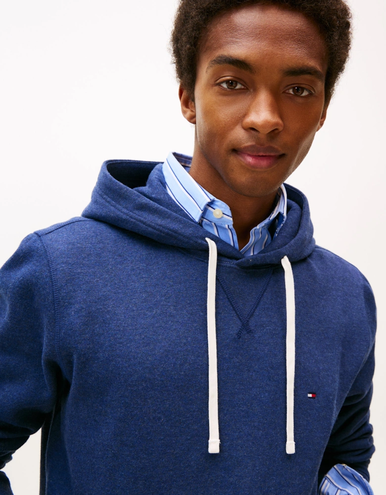 Essential Flag Embroidery Mens Fleece Hoodie - Heathered Blue