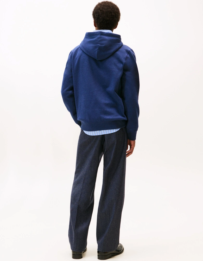 Essential Flag Embroidery Mens Fleece Hoodie - Heathered Blue