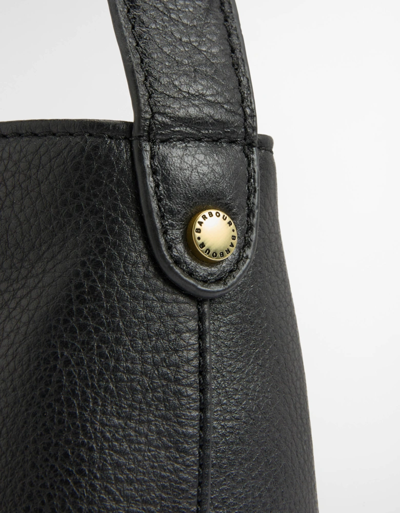 Cedar Womens Leather Bucket Bag - Black