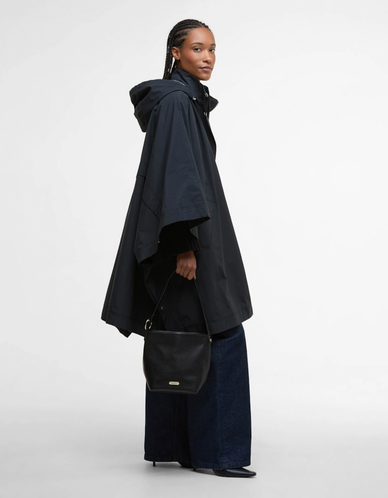 Cedar Womens Leather Bucket Bag - Black