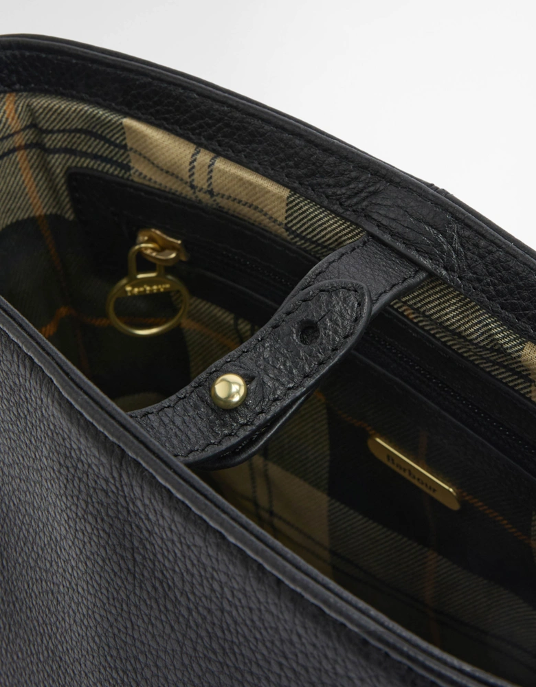 Cedar Womens Leather Bucket Bag - Black
