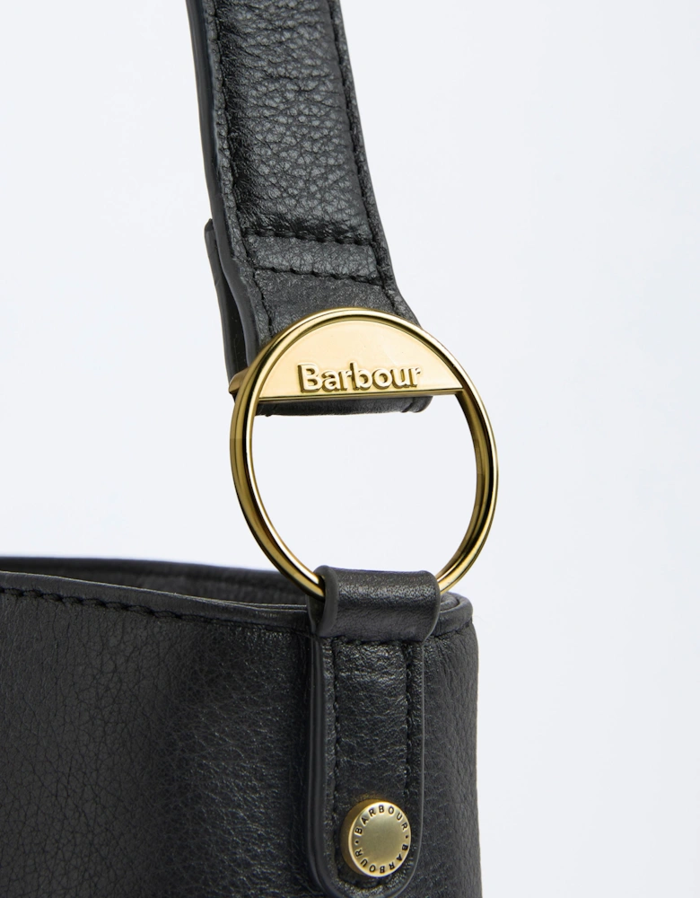 Cedar Womens Leather Bucket Bag - Black