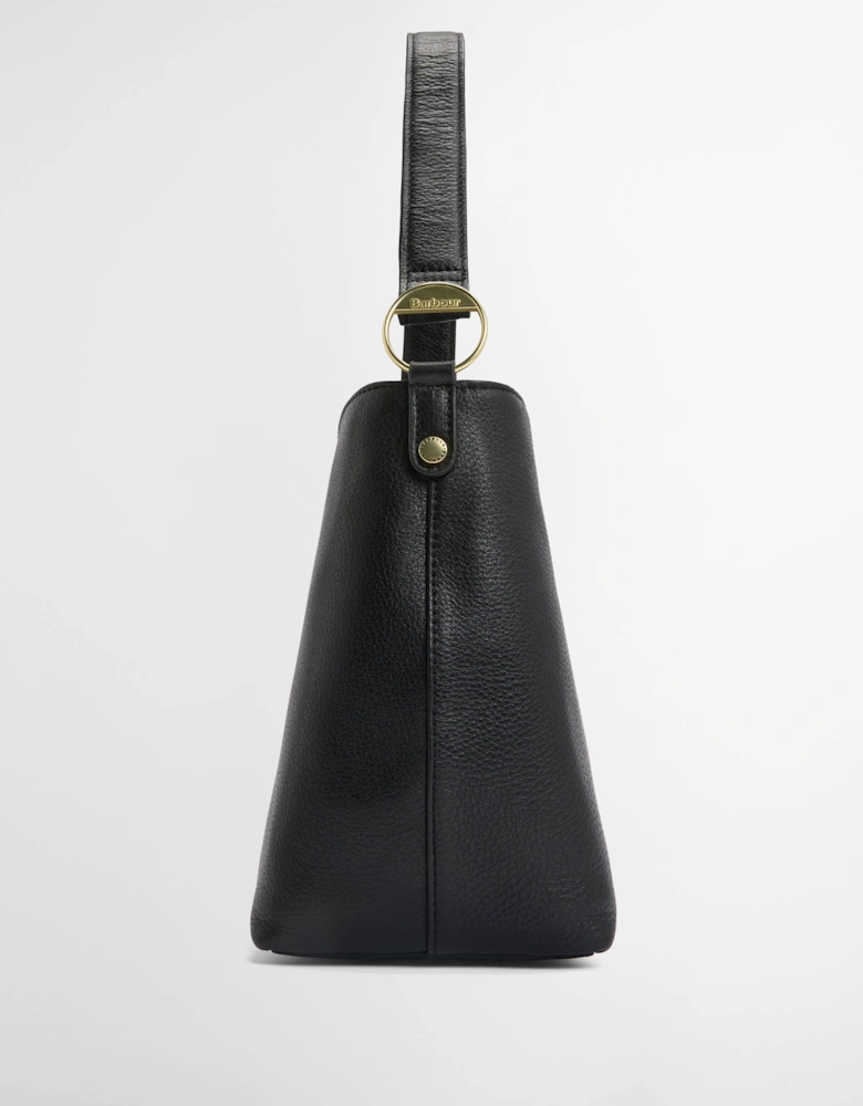 Cedar Womens Leather Bucket Bag - Black