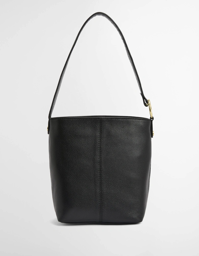 Cedar Womens Leather Bucket Bag - Black