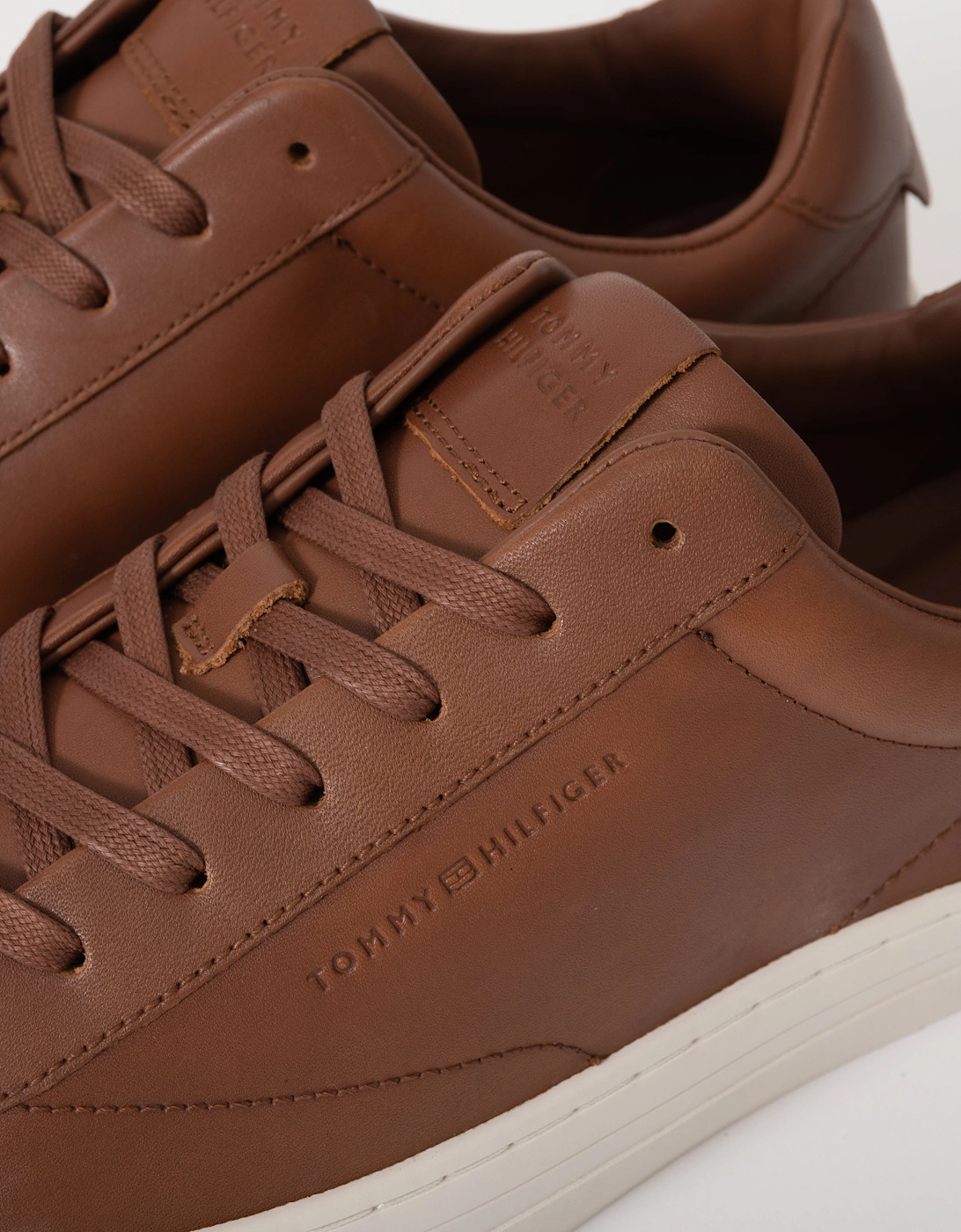 Premium Dress Full-Grain Leather Mens Cupsole Trainers - Winter Cognac