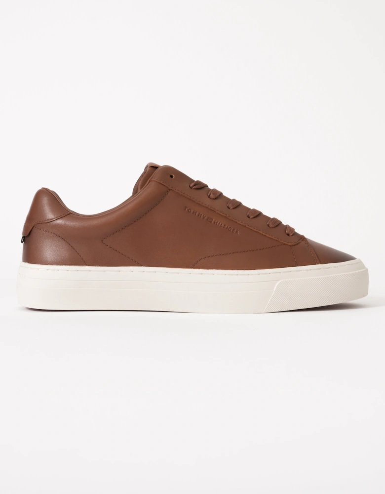 Premium Dress Full-Grain Leather Mens Cupsole Trainers - Winter Cognac