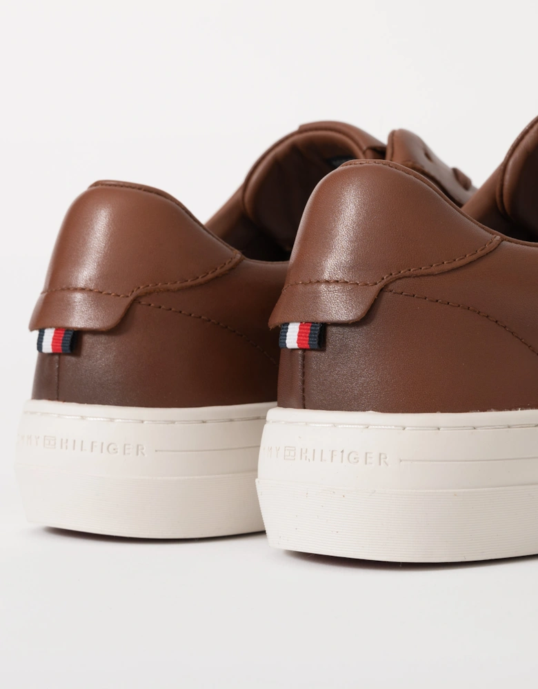 Premium Dress Full-Grain Leather Mens Cupsole Trainers - Winter Cognac