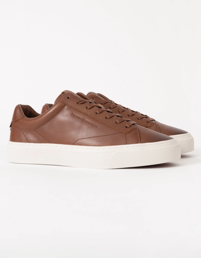 Premium Dress Full-Grain Leather Mens Cupsole Trainers - Winter Cognac