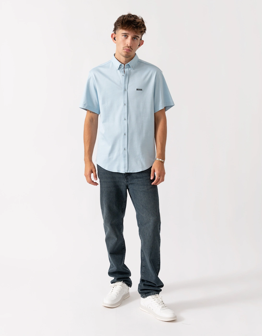 BOSS Green B_Motion Mens Short Sleeve Shirt 50544784 - Light/Pastel Blue 451