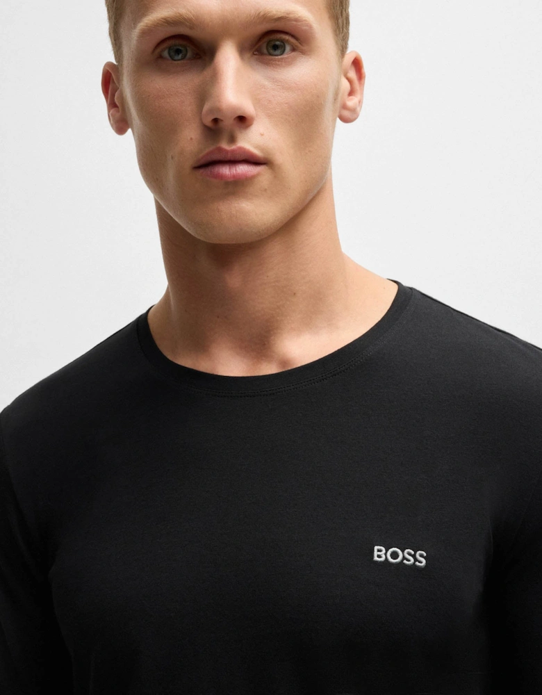 BOSS Orange Mix&Match Mens Long Sleeve Stretch-Cotton T-Shirt with Embroidered Logo  - Black 001