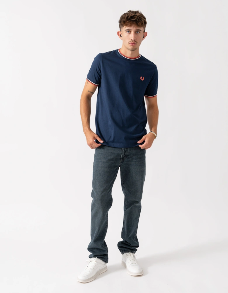 Mens Twin Tipped T-Shirt - Tennis Blue/Silky Peach/Flamingo Tan Z57