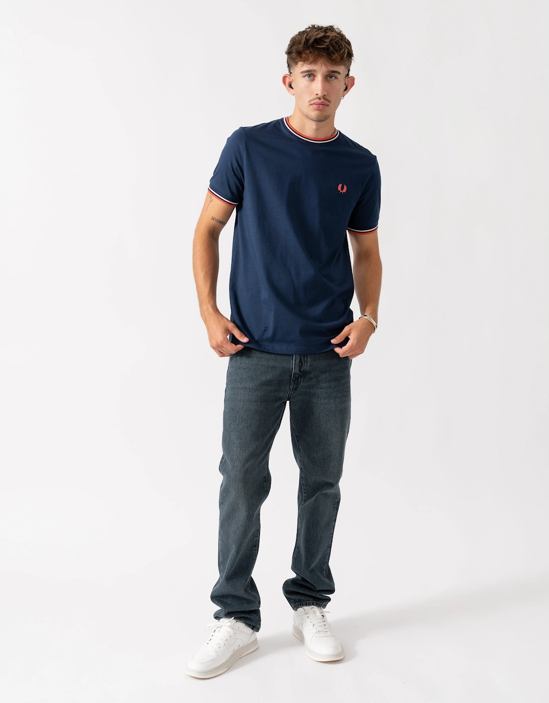 Mens Twin Tipped T-Shirt - Tennis Blue/Silky Peach/Flamingo Tan Z57