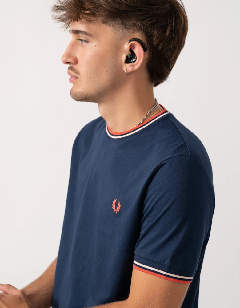Mens Twin Tipped T-Shirt - Tennis Blue/Silky Peach/Flamingo Tan Z57