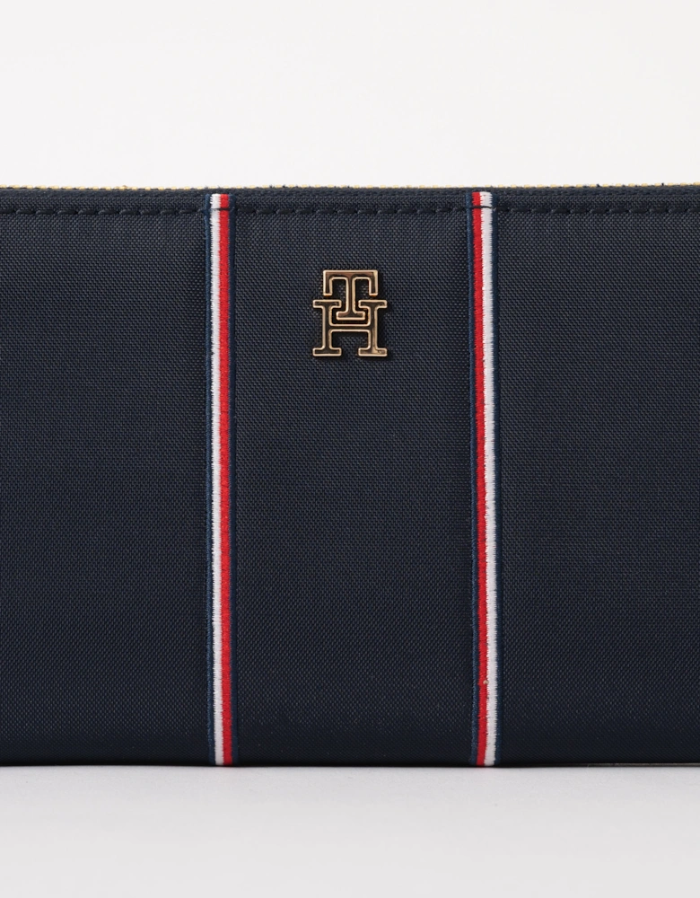 TH Icon Corp Large Zip-Around Womens Nylon Wallet - Blue Corp