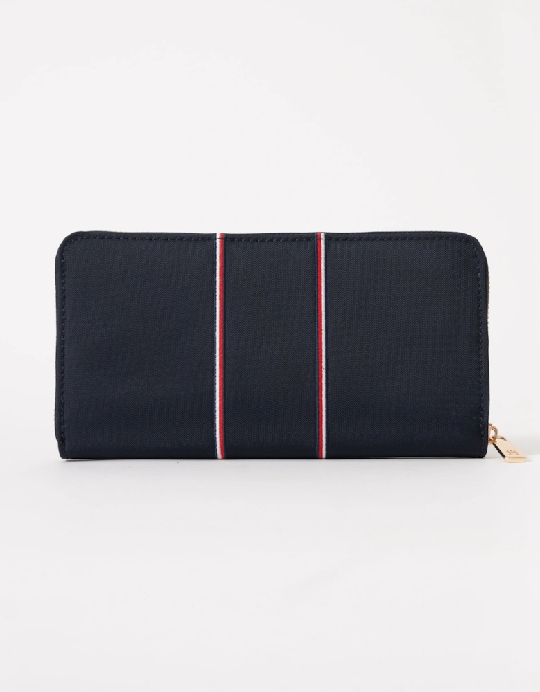 TH Icon Corp Large Zip-Around Womens Nylon Wallet - Blue Corp
