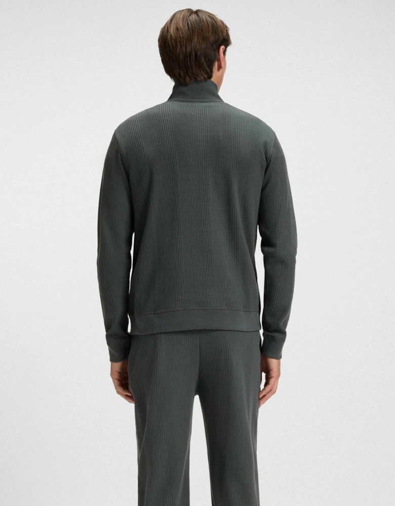 BOSS Orange Structure Mens 1/4 Zip Loungewear Top - Open Green 345