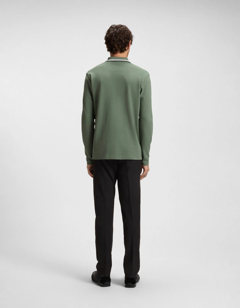 BOSS Green Plisy Mens Long Sleeve Polo Shirt - Open Green 359