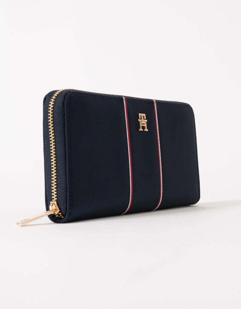 TH Icon Corp Large Zip-Around Womens Nylon Wallet - Blue Corp