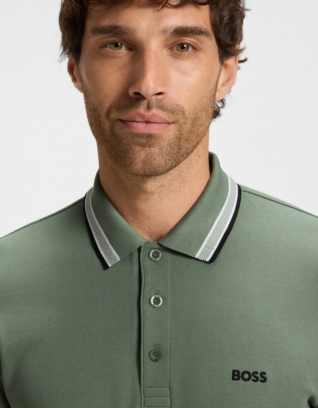 BOSS Green Plisy Mens Long Sleeve Polo Shirt - Open Green 359
