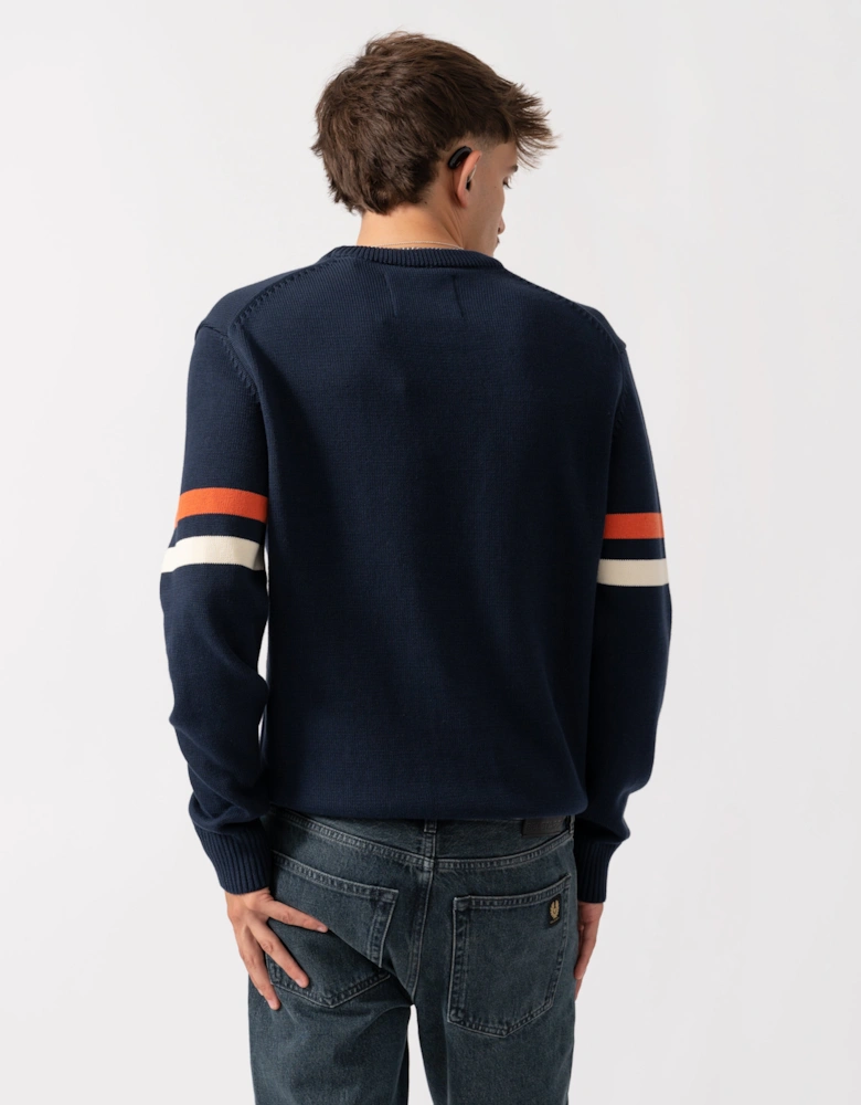 Mens Graphic Badge Crew Neck Jumper - 433 Evening Blue