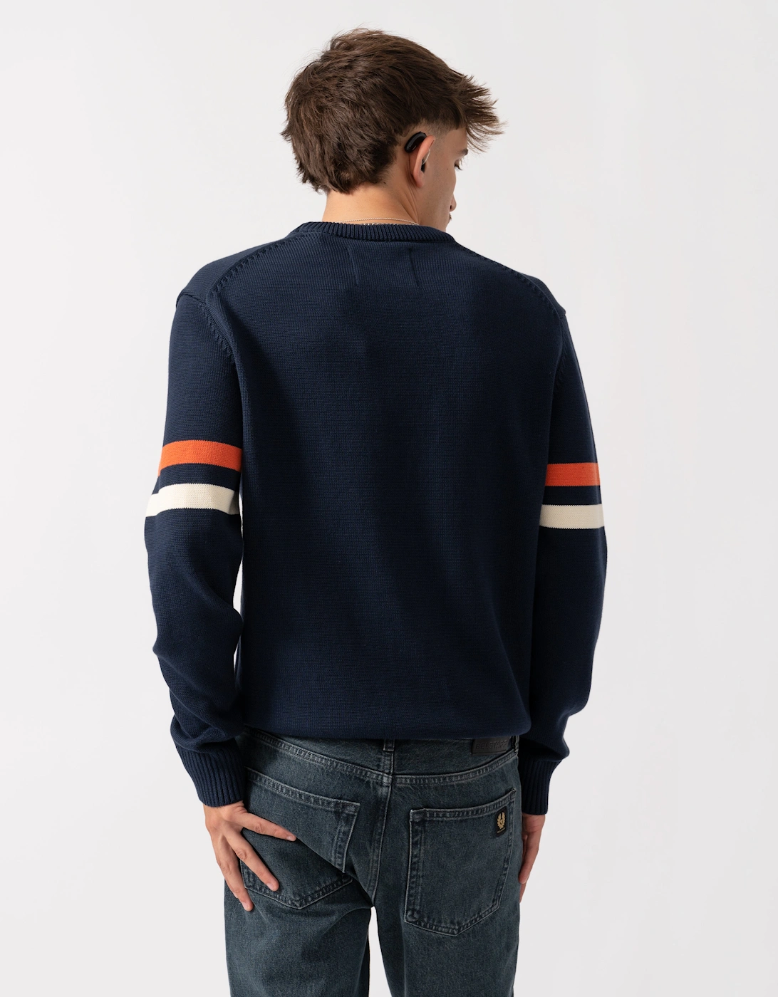 Mens Graphic Badge Crew Neck Jumper - 433 Evening Blue