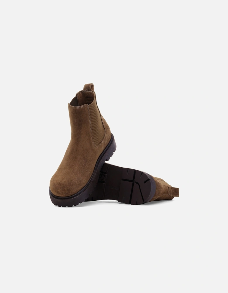 Highwood Slip On Mid Womens Suede Boots - Dark Tea