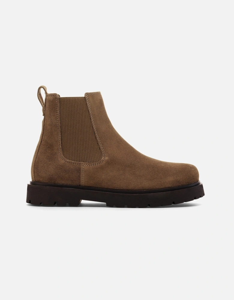 Highwood Slip On Mid Womens Suede Boots - Dark Tea