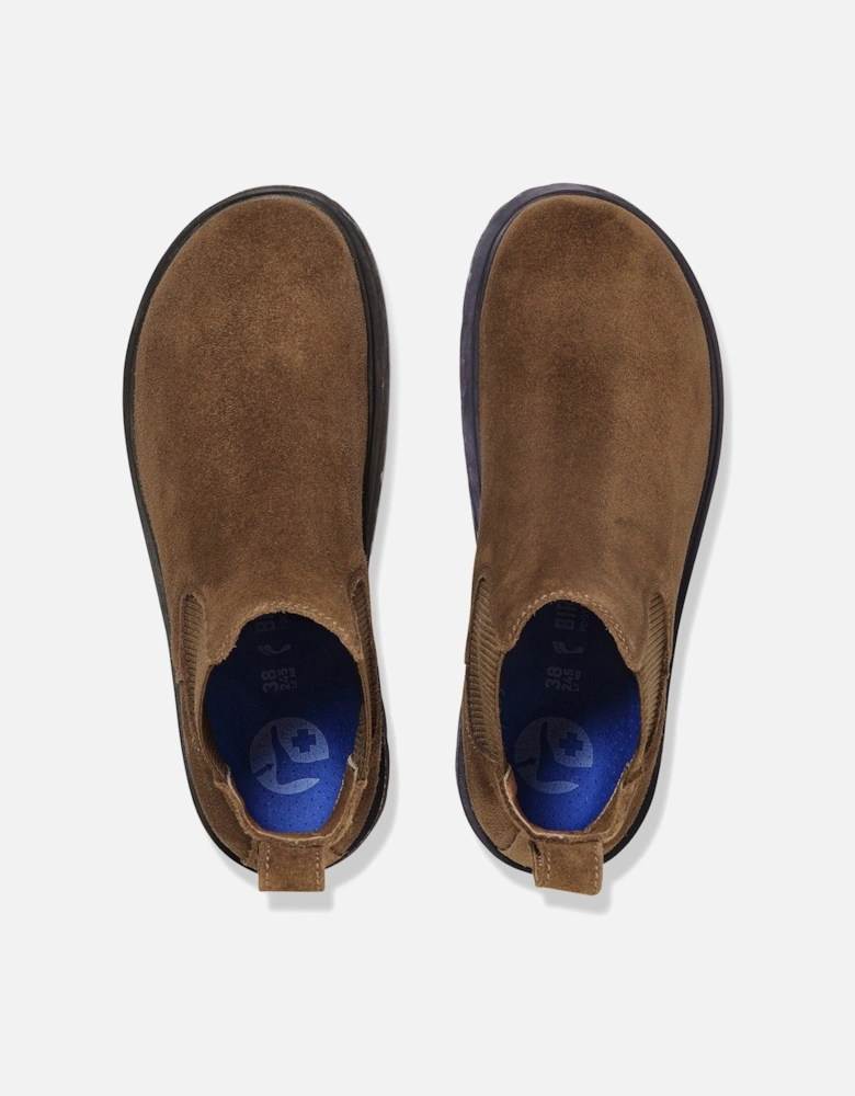 Highwood Slip On Mid Womens Suede Boots - Dark Tea