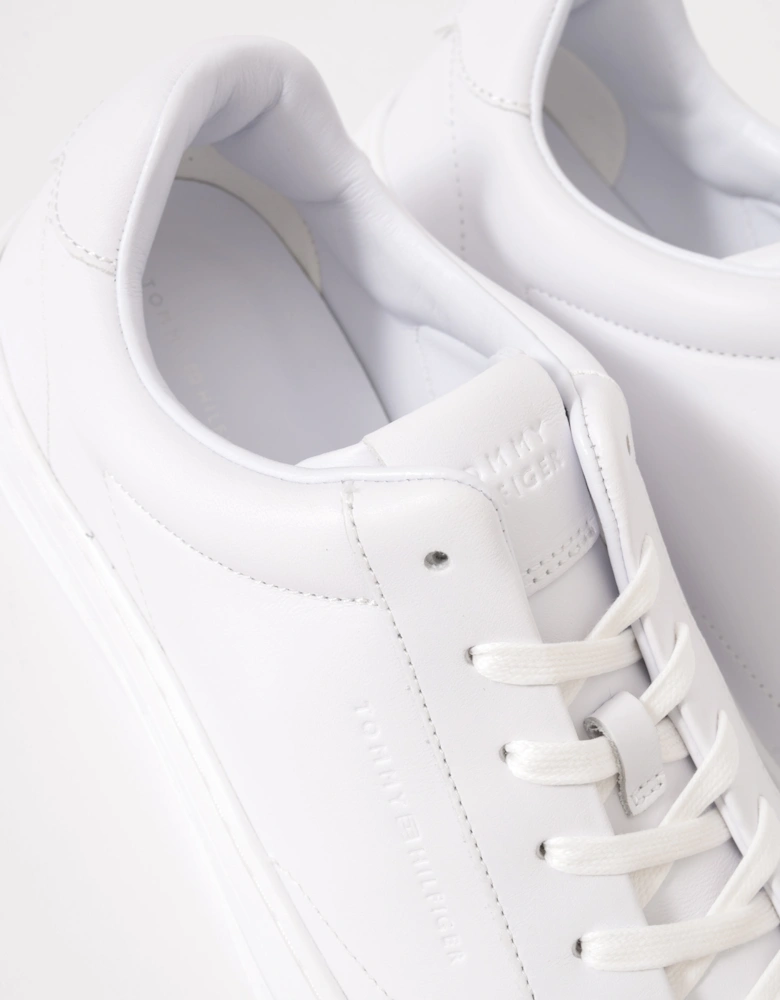 Premium Dress Nappa Leather Mens Cupsole Trainers - White