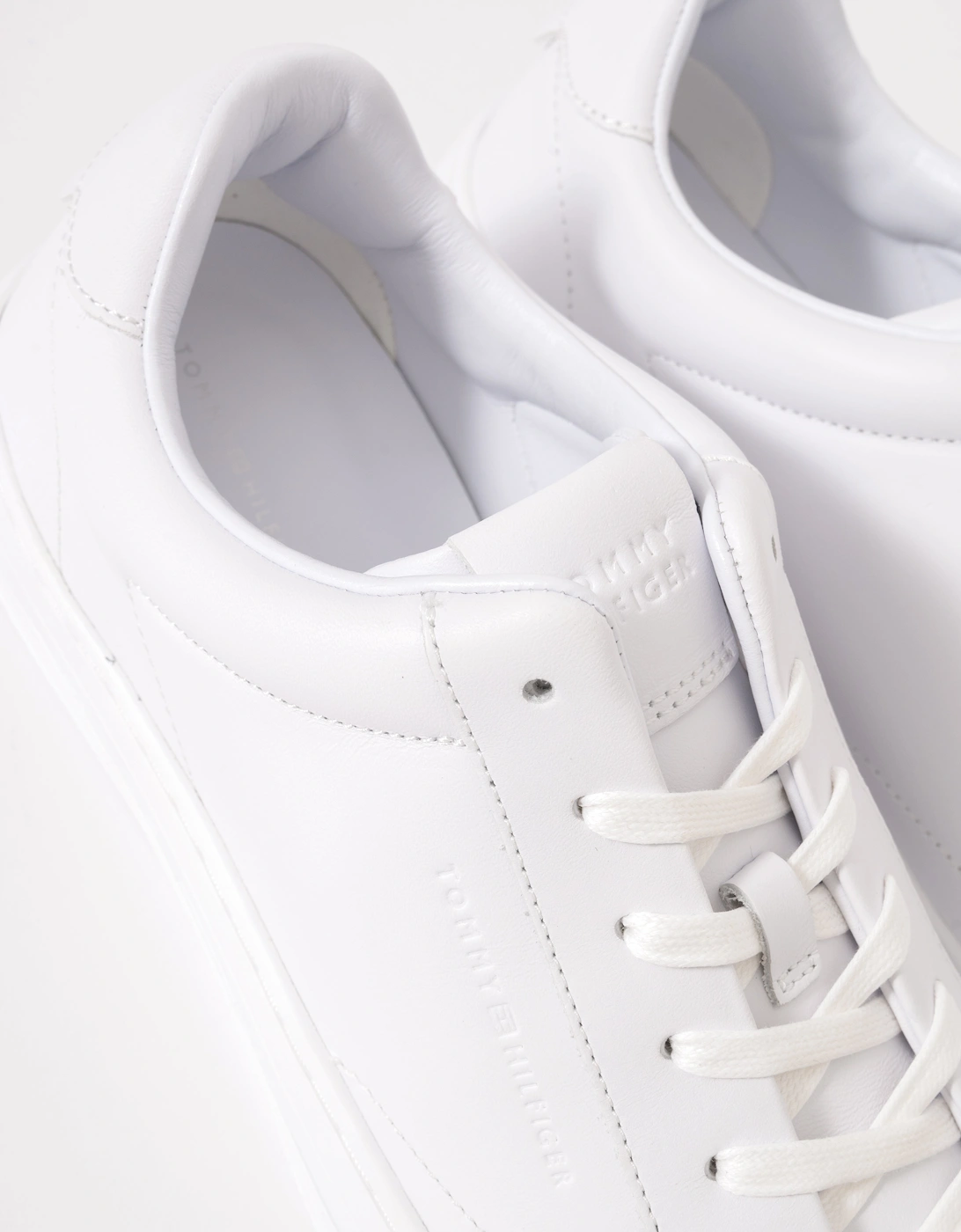 Premium Dress Nappa Leather Mens Cupsole Trainers - White