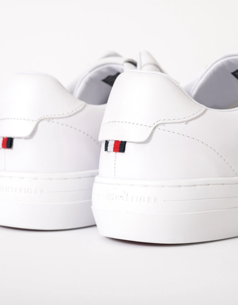 Premium Dress Nappa Leather Mens Cupsole Trainers - White