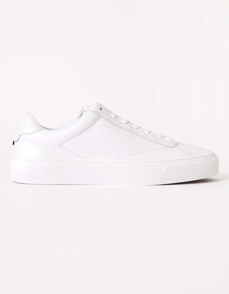 Premium Dress Nappa Leather Mens Cupsole Trainers - White