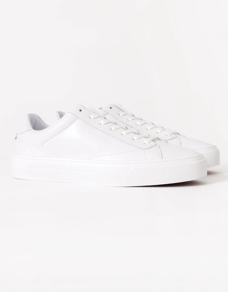 Premium Dress Nappa Leather Mens Cupsole Trainers - White