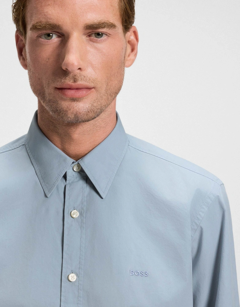 BOSS Orange Relegant 6 Mens Regular-Fit Shirt in Cotton Poplin with Kent Collar - Light/Pastel Blue 451