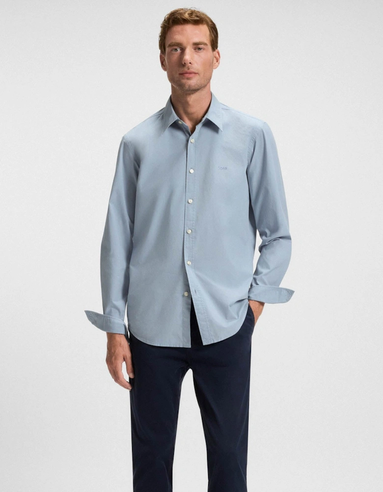 BOSS Orange Relegant 6 Mens Regular-Fit Shirt in Cotton Poplin with Kent Collar - Light/Pastel Blue 451