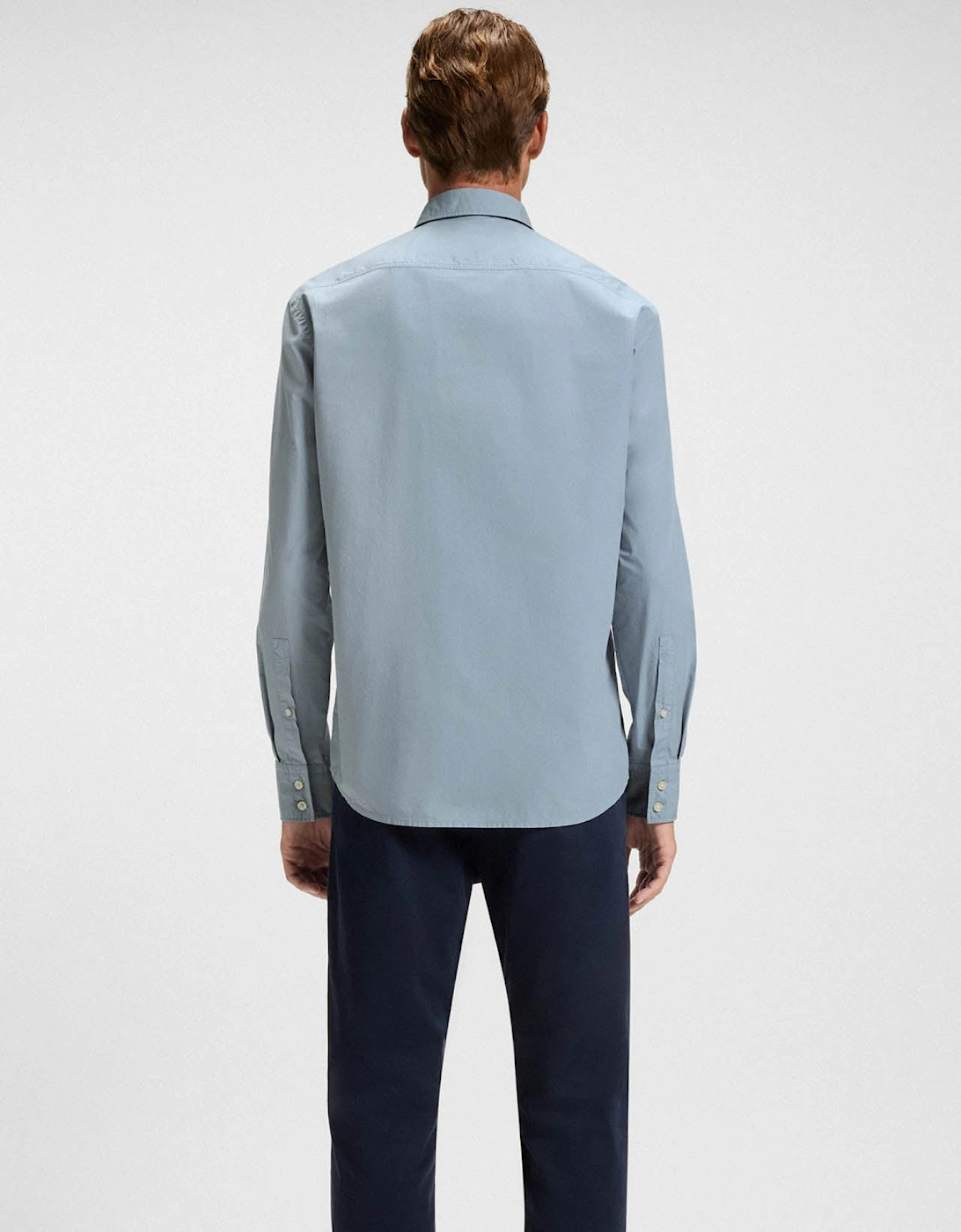 BOSS Orange Relegant 6 Mens Regular-Fit Shirt in Cotton Poplin with Kent Collar - Light/Pastel Blue 451