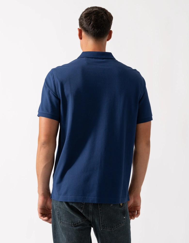 Mens Regular Fit Short Sleeve Shield Logo Pique Polo - 423 Persian Blue