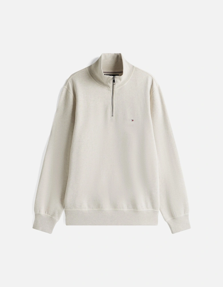 Essential Fleece Mens Half Zip Sweatshirt - Heathered Oatmilk