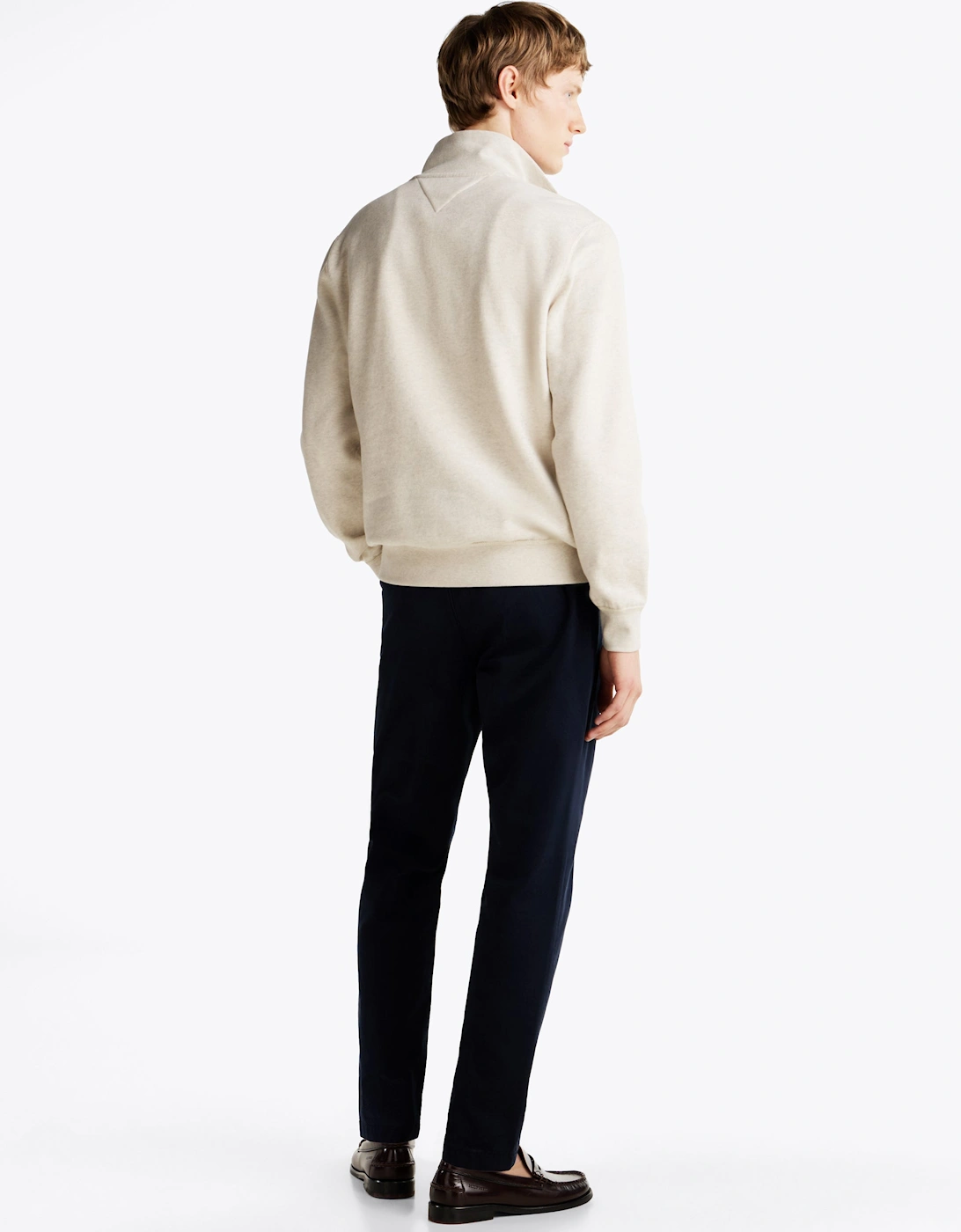 Essential Fleece Mens Half Zip Sweatshirt - Heathered Oatmilk